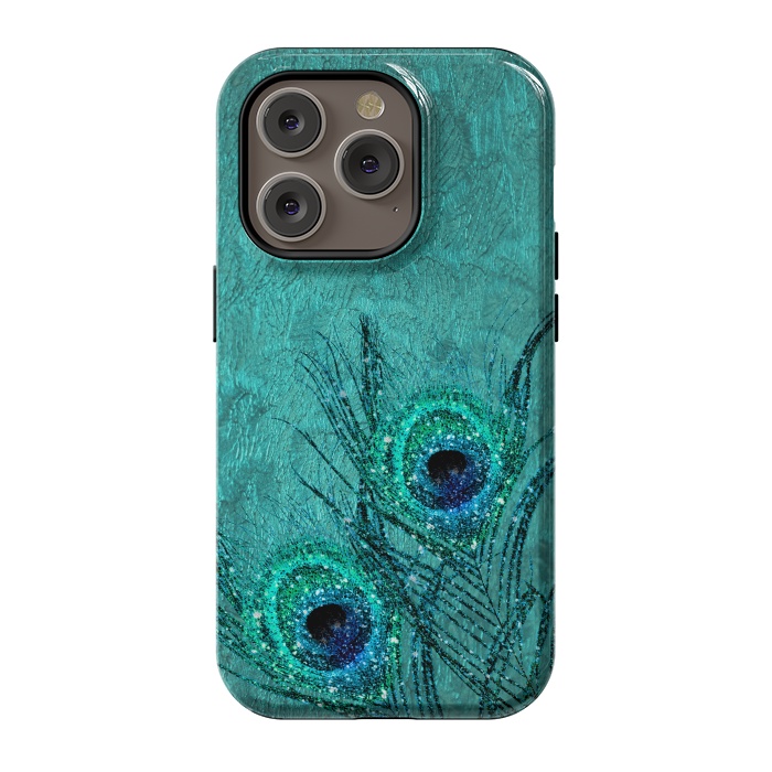 iPhone 14 Pro StrongFit Peacock Sparkle Feathers by  Utart