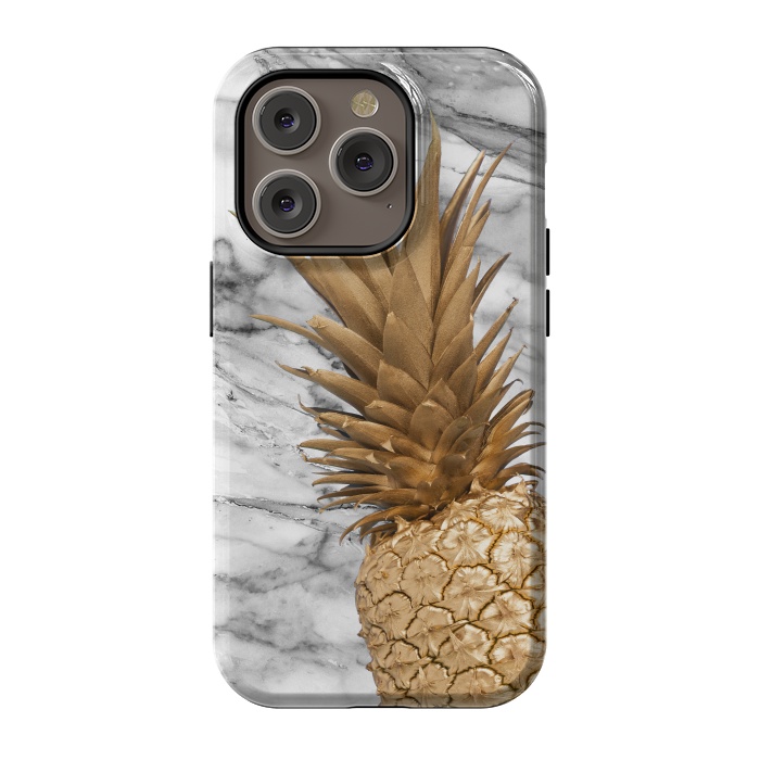 iPhone 14 Pro StrongFit Gold Pineapple on Marble by  Utart