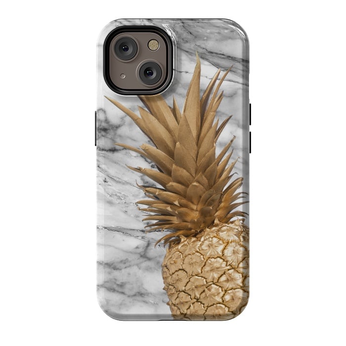 iPhone 14 StrongFit Gold Pineapple on Marble by  Utart
