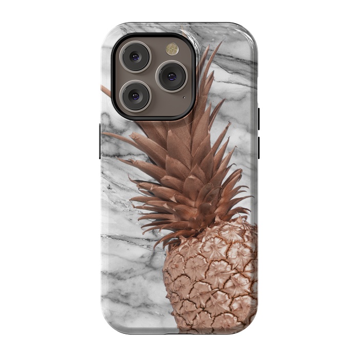 iPhone 14 Pro StrongFit Rose Gold Pineapple on Marble by  Utart
