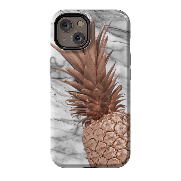 iPhone 14 StrongFit Rose Gold Pineapple on Marble by  Utart