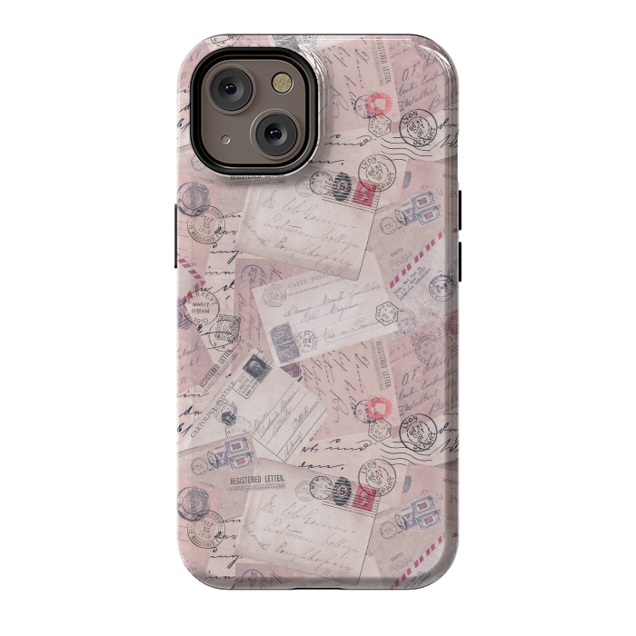 iPhone 14 StrongFit Vintage Letter Collage In Soft Pink by Andrea Haase