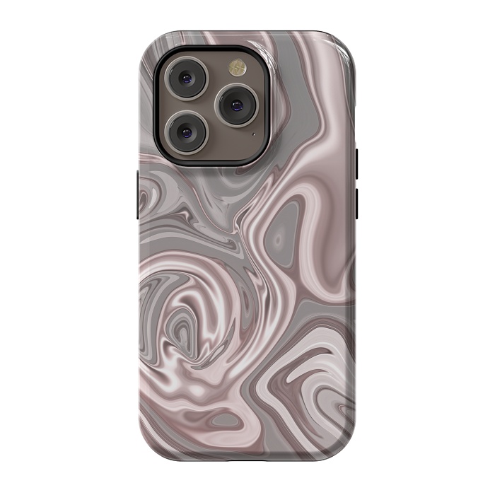 iPhone 14 Pro StrongFit Rose Gold Gray Marbled Paint by Andrea Haase