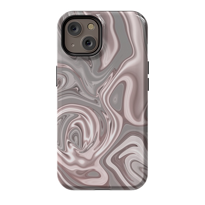 iPhone 14 StrongFit Rose Gold Gray Marbled Paint by Andrea Haase