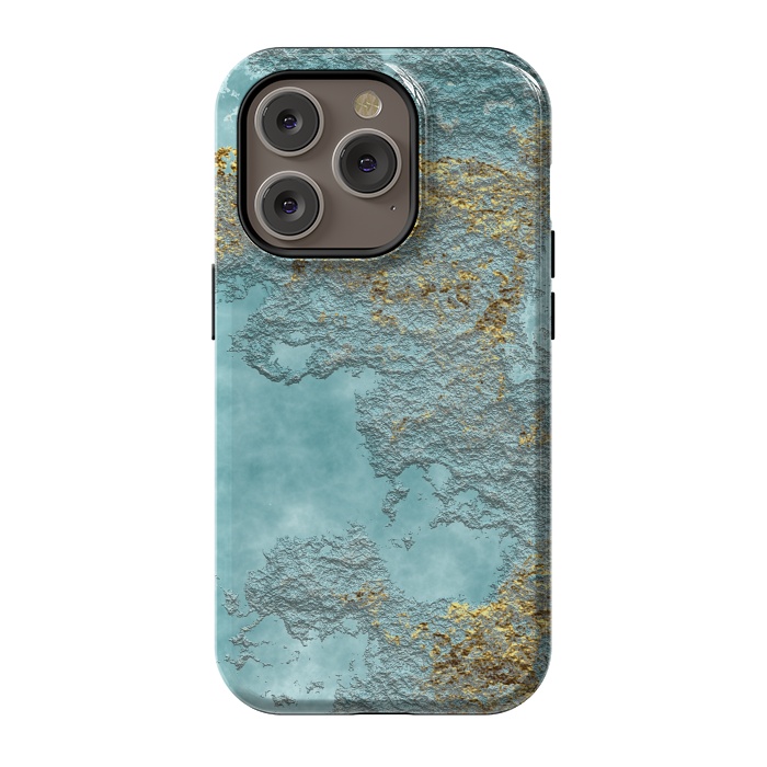 iPhone 14 Pro StrongFit Gold Teal Minearal by Andrea Haase
