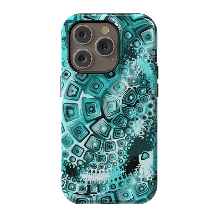 iPhone 14 Pro StrongFit Teal Blue Fractal 2 by Andrea Haase