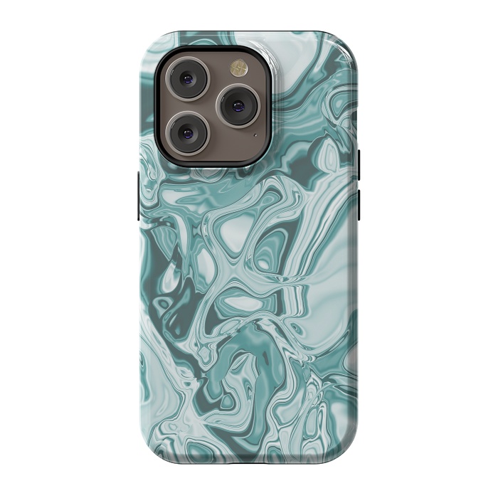 iPhone 14 Pro StrongFit Faux Marble Teal Green 2 by Andrea Haase