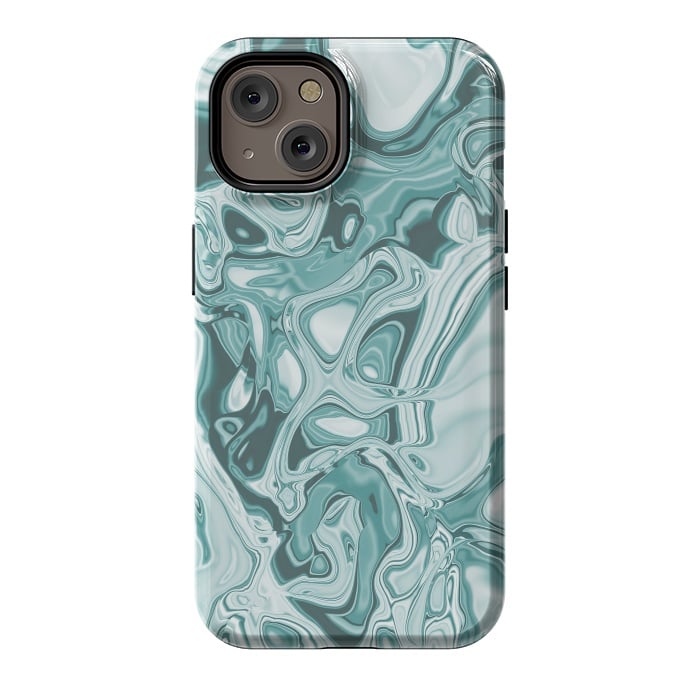 iPhone 14 StrongFit Faux Marble Teal Green 2 by Andrea Haase