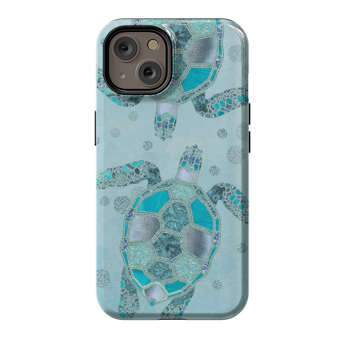 iPhone 14 StrongFit Turquoise Glamour Turtle 2 by Andrea Haase
