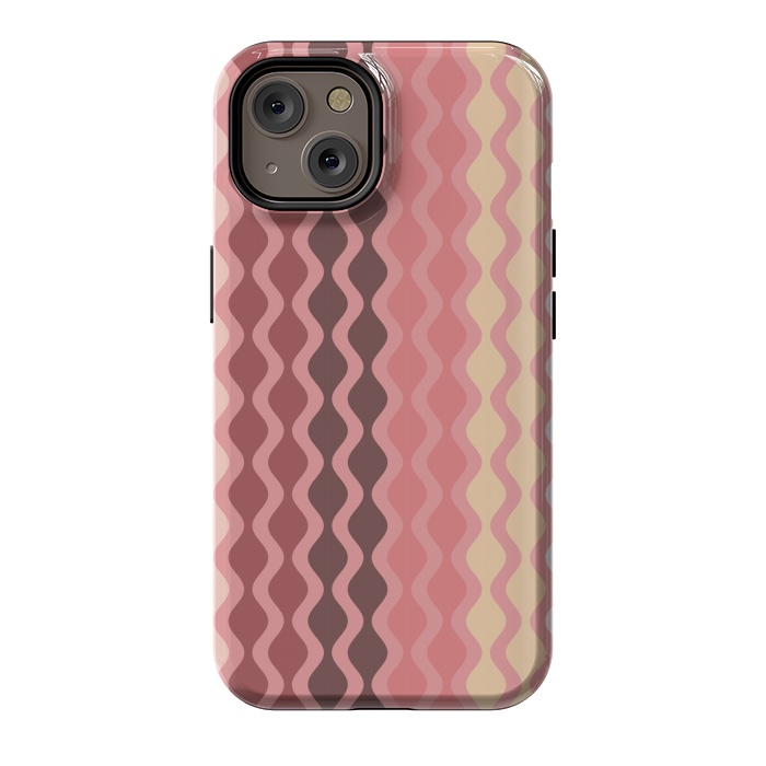iPhone 14 StrongFit Falling Waves in Pink and Brown by Paula Ohreen