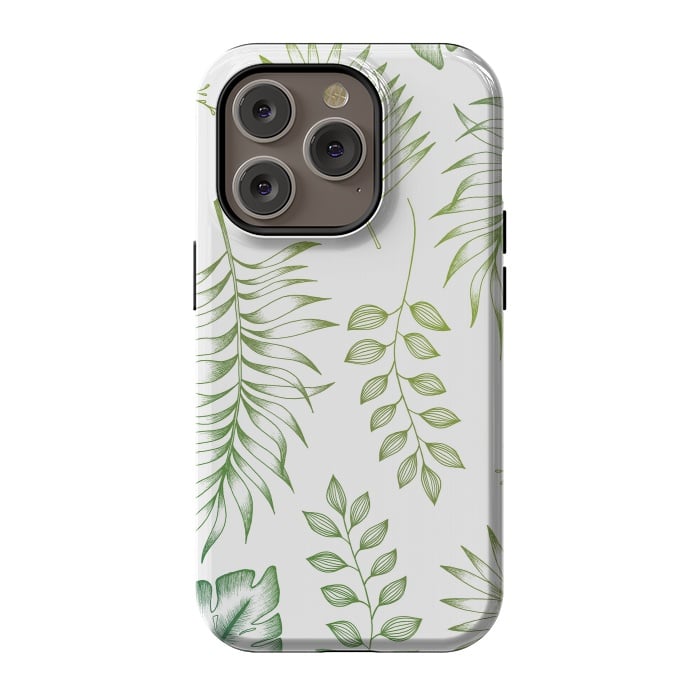 iPhone 14 Pro StrongFit Tropical Leaves by Barlena