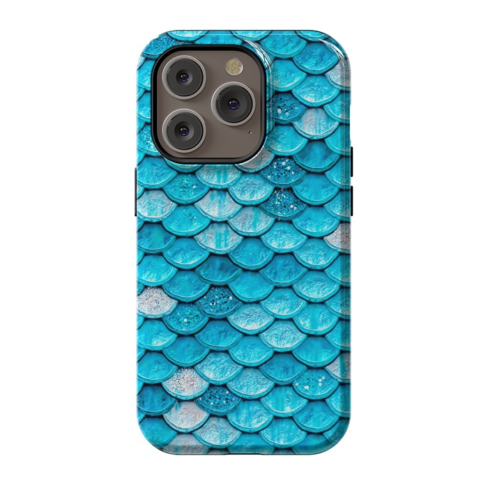 iPhone 14 Pro StrongFit Teal Glitter Metal Mermaid Scales by  Utart