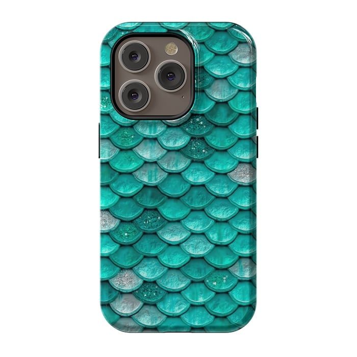 iPhone 14 Pro StrongFit Mint Glitter Metal Mermaid Scales by  Utart
