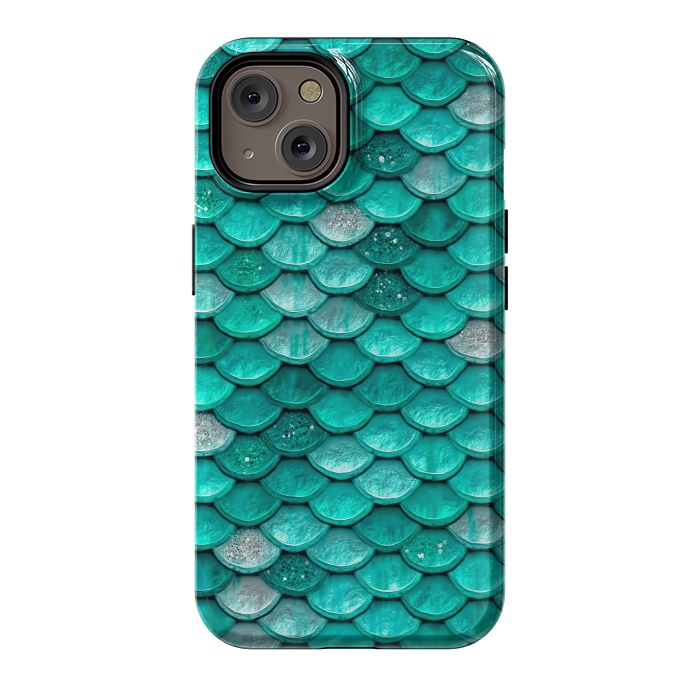iPhone 14 StrongFit Mint Glitter Metal Mermaid Scales by  Utart