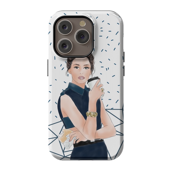 iPhone 14 Pro StrongFit Fashion Girl with Coffee by DaDo ART
