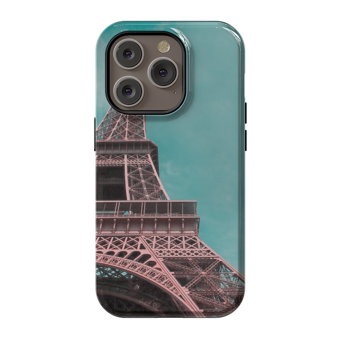iPhone 14 Pro StrongFit Pink Paris Eiffeltower by Andrea Haase
