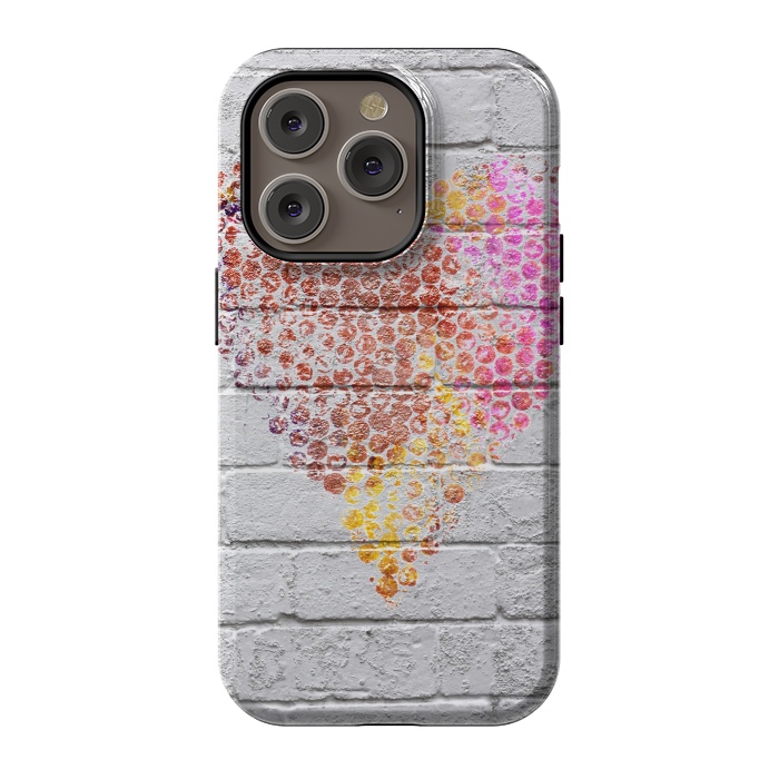 iPhone 14 Pro StrongFit Spray Paint Heart On Brick Wall by Andrea Haase