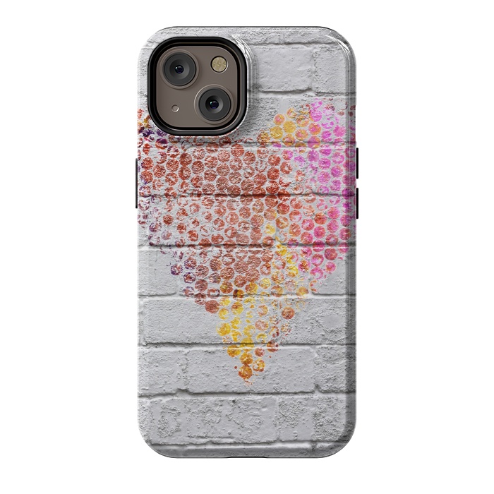 iPhone 14 StrongFit Spray Paint Heart On Brick Wall by Andrea Haase