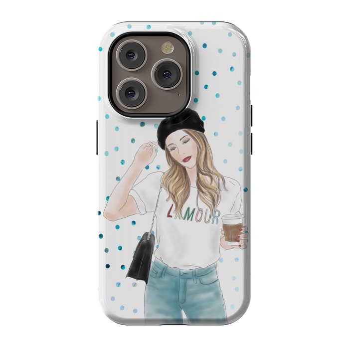 iPhone 14 Pro StrongFit Lamour Coffee Fashion Girl by DaDo ART
