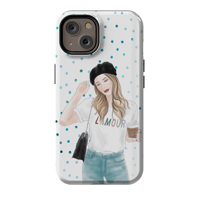iPhone 14 StrongFit Lamour Coffee Fashion Girl by DaDo ART