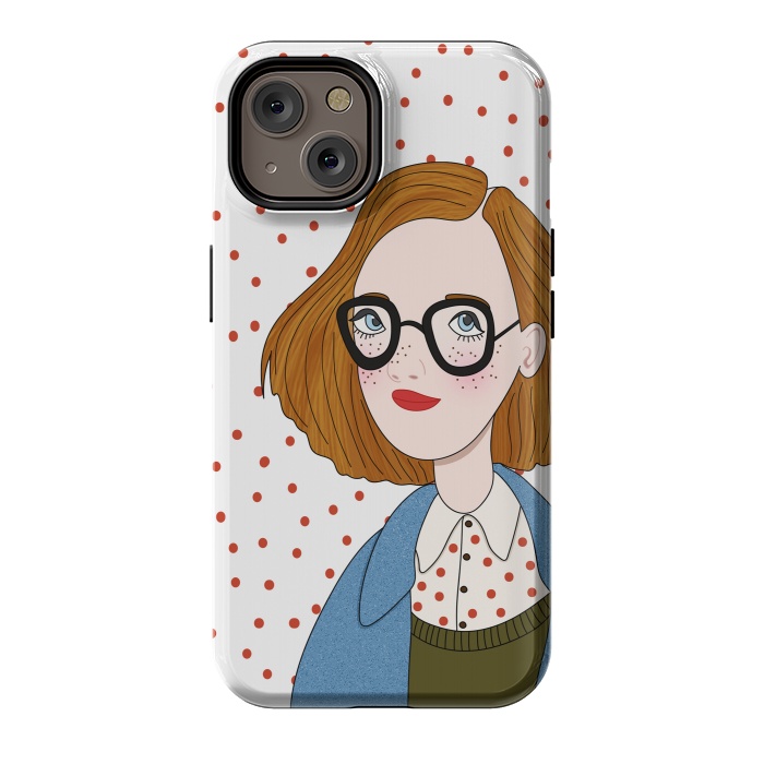 iPhone 14 StrongFit Trendy Fashion Girl with Red Polka Dots by DaDo ART