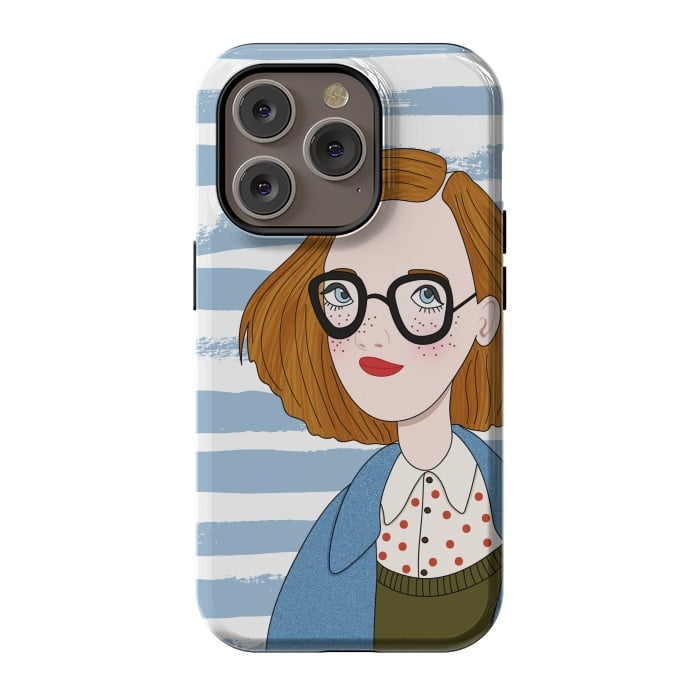 iPhone 14 Pro StrongFit Fashion Girl and Blue  Stripes  by DaDo ART
