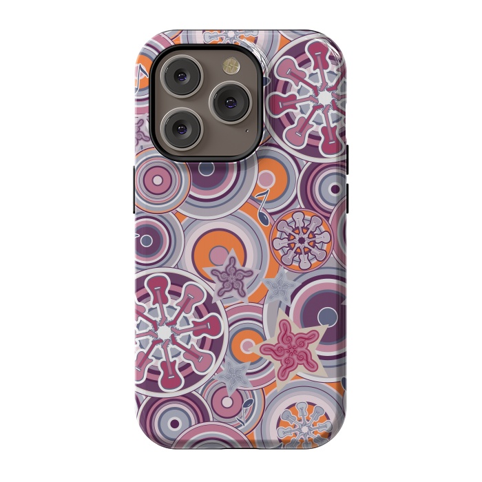iPhone 14 Pro StrongFit Glam Boho Rock in Purple and Orange by Paula Ohreen