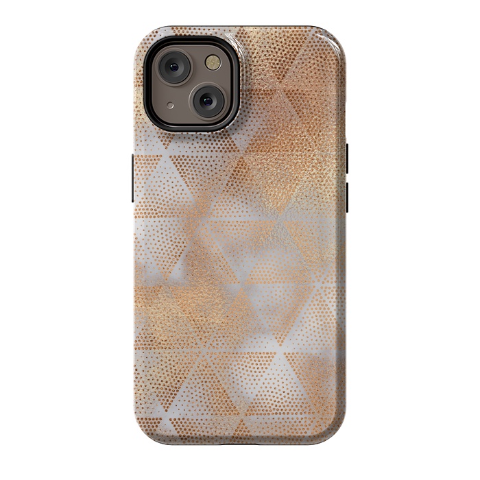 iPhone 14 StrongFit Rose Gold Marble Triangle Pattern by  Utart