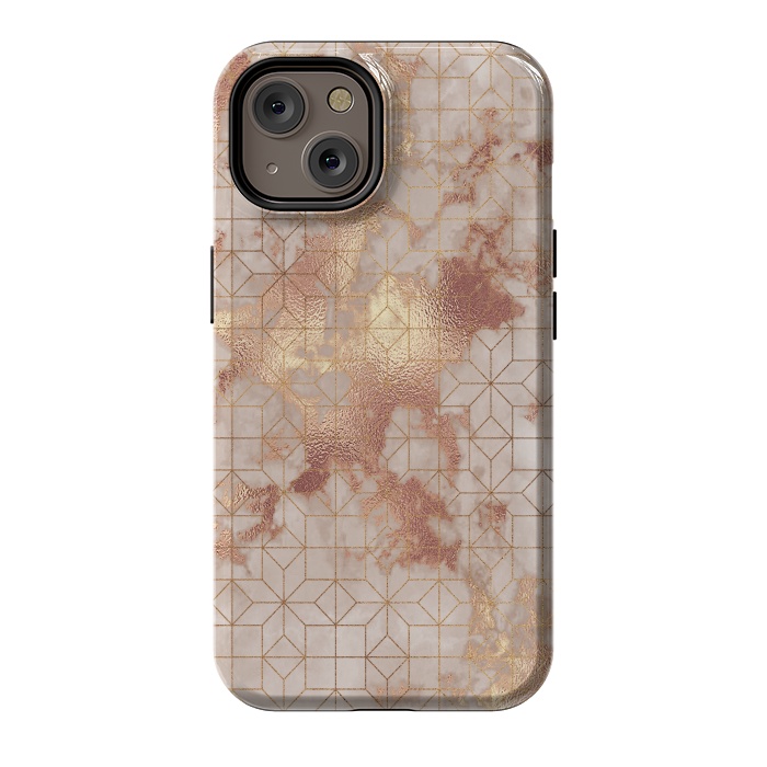 iPhone 14 StrongFit Simply Minimalistic  Rose Gold Shapes Marble Pattern by  Utart