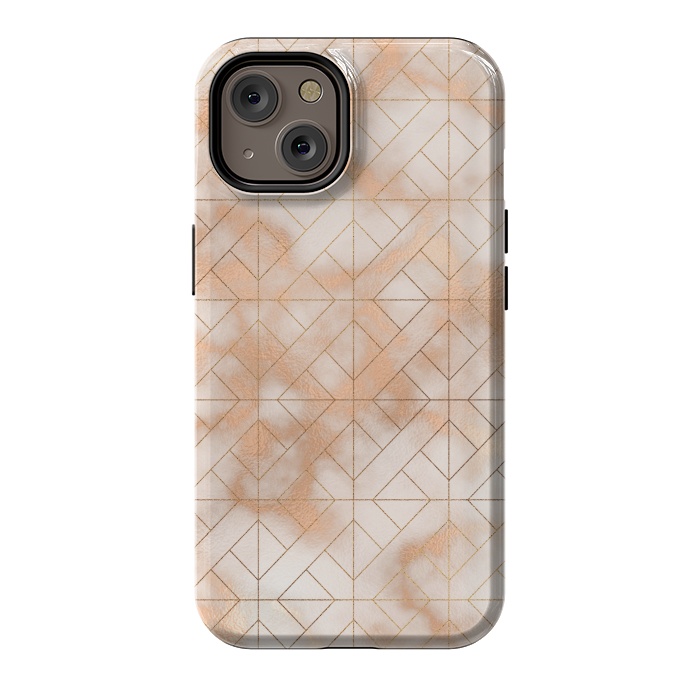 iPhone 14 StrongFit Modern Quadrangle Shapes Rose Gold Marble Pattern by  Utart