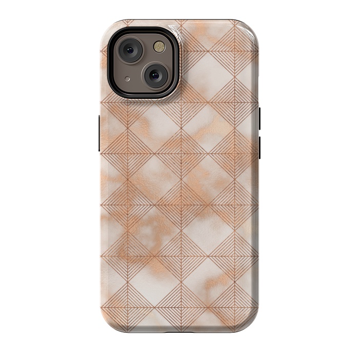 iPhone 14 StrongFit Abstract Minimalistic Rose Gold Marble Quadrangles  by  Utart