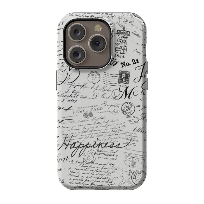 iPhone 14 Pro StrongFit Nostalgic Handwriting Black And White by Andrea Haase