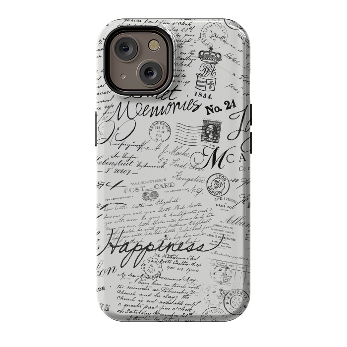 iPhone 14 StrongFit Nostalgic Handwriting Black And White by Andrea Haase