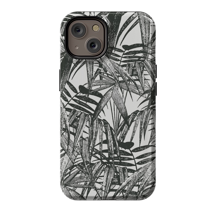 iPhone 14 StrongFit Vintage Palm Leaves Black And White by Andrea Haase