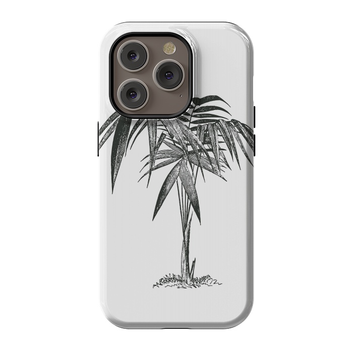 iPhone 14 Pro StrongFit Black And White Vintage Palm Tree by Andrea Haase