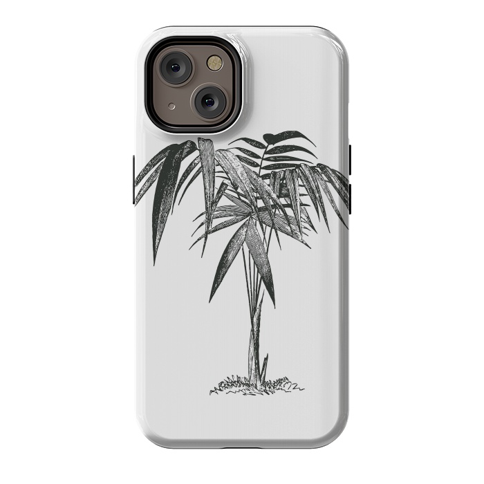 iPhone 14 StrongFit Black And White Vintage Palm Tree by Andrea Haase