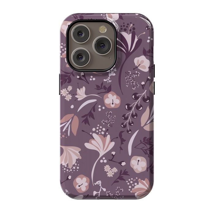 iPhone 14 Pro StrongFit Beautiful Blooms on Purple by Paula Ohreen
