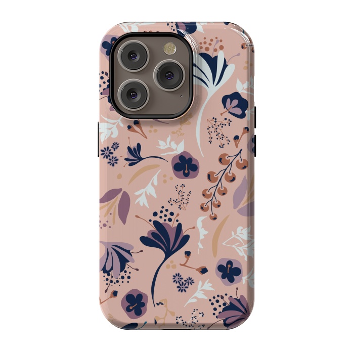 iPhone 14 Pro StrongFit Beautiful Blooms on Salmon Pink by Paula Ohreen