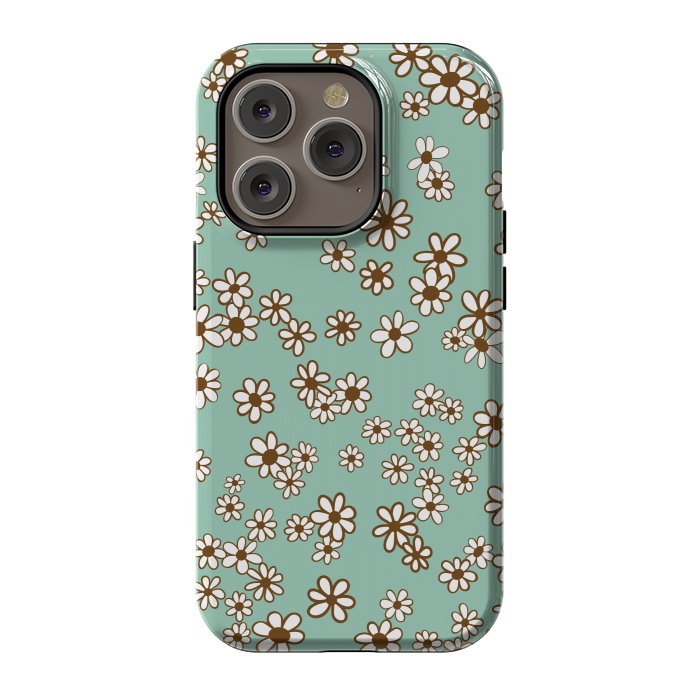 iPhone 14 Pro StrongFit Ditsy Daisies on Blue by Paula Ohreen