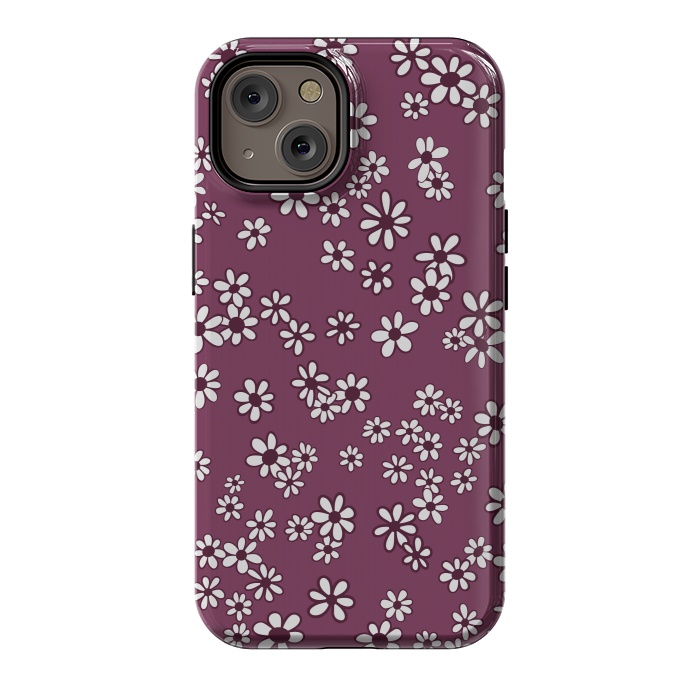 iPhone 14 StrongFit Ditsy Daisies on Purple by Paula Ohreen