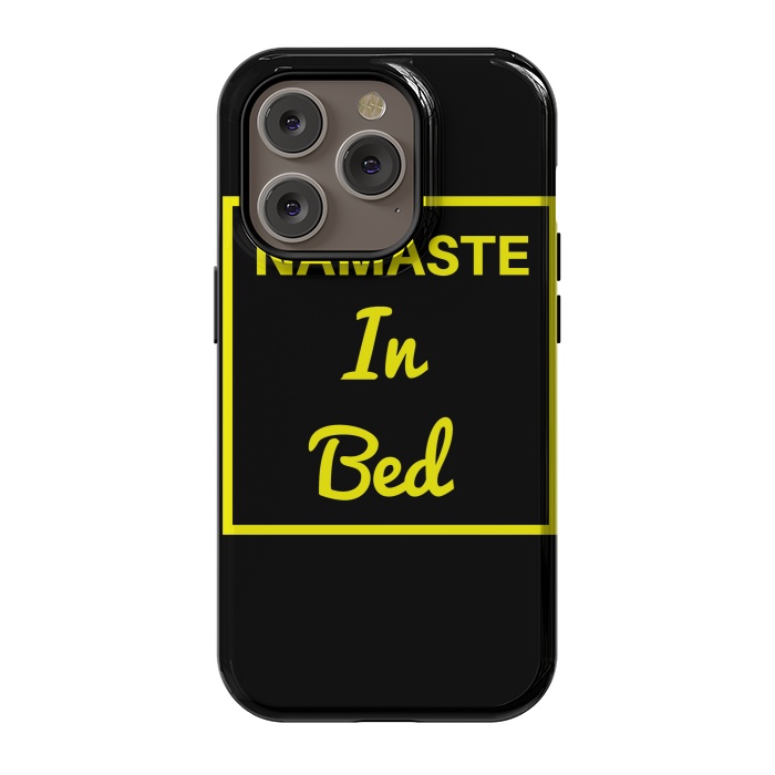 iPhone 14 Pro StrongFit namaste in bed yellow by MALLIKA
