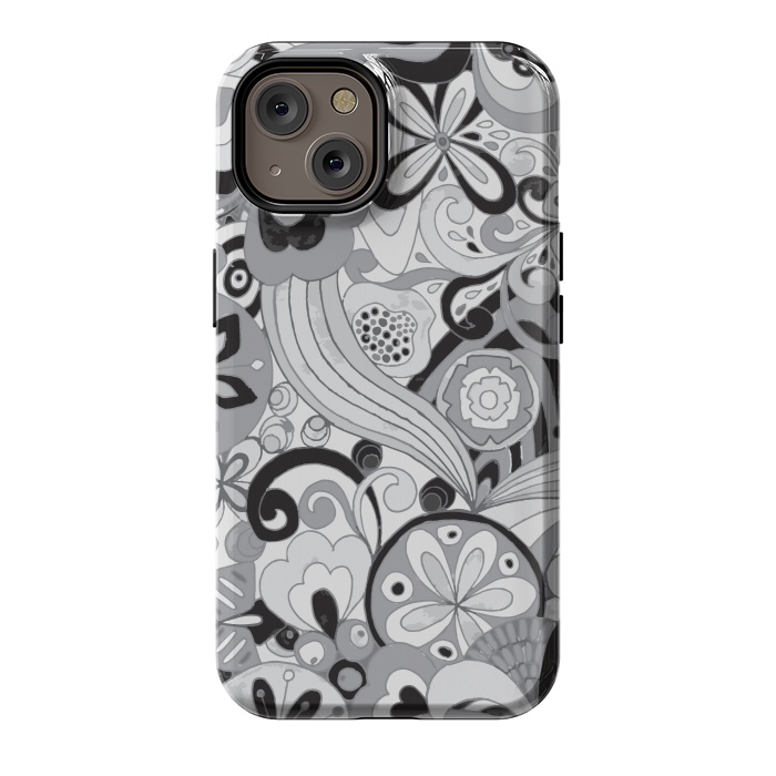 iPhone 14 StrongFit Retro Colouring Booking in Black and White by Paula Ohreen