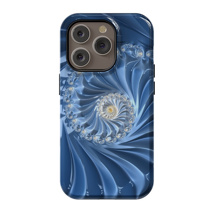 iPhone 14 Pro StrongFit Glamorous Blue Fractal by Andrea Haase