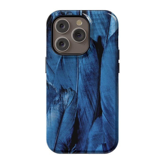 iPhone 14 Pro StrongFit Dark Blue Feathers by Andrea Haase