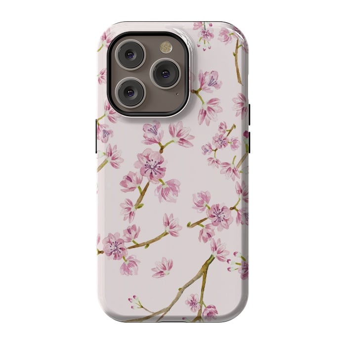 iPhone 14 Pro StrongFit Pink Spring Cherry Blossom Pattern by  Utart