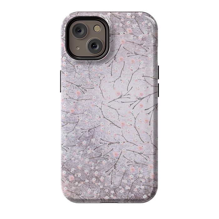 iPhone 14 StrongFit Purple Gray Metal Shiny Cherry Blossom Pattern by  Utart