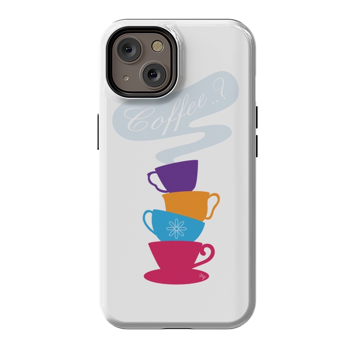 iPhone 14 StrongFit Bright Coffee Cups by Martina