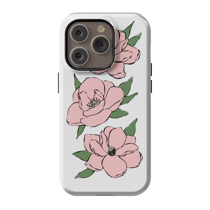 iPhone 14 Pro StrongFit Big Pink Flowers by Martina