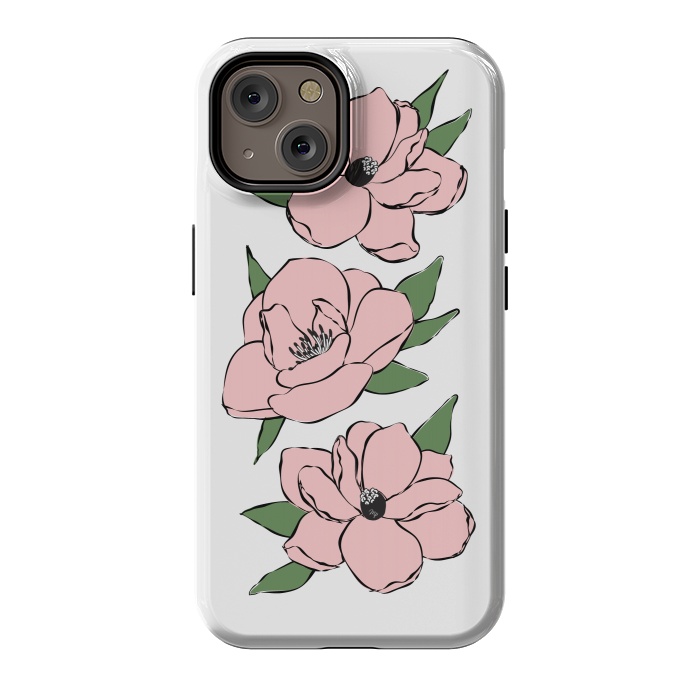 iPhone 14 StrongFit Big Pink Flowers by Martina