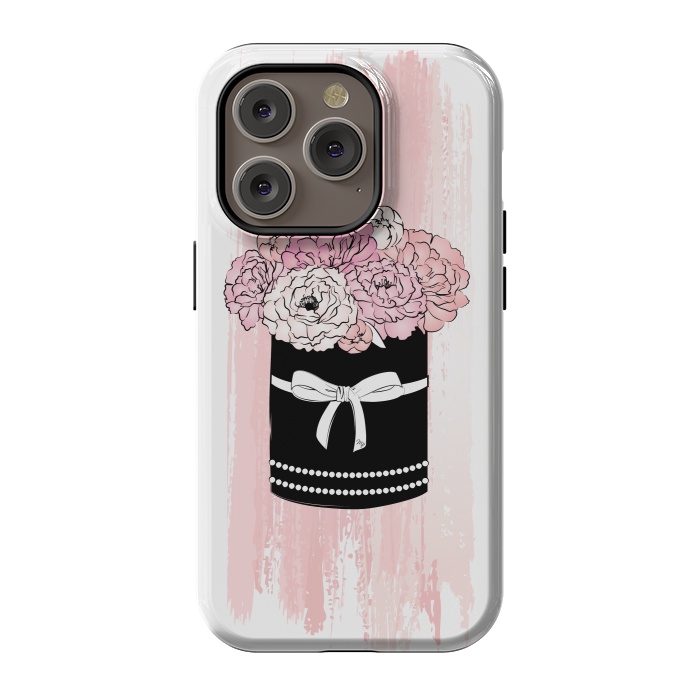 iPhone 14 Pro StrongFit Flower Box with pink Peonies by Martina